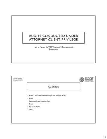 Audits Conducted Under Attorney Client Privilege - Scce