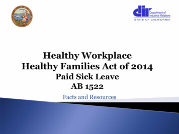 Healthy Workplace Healthy Families Act Of 2014 Paid Sick .
