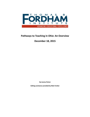 Pathways To Teaching In Ohio: An Overview December 18, 2015