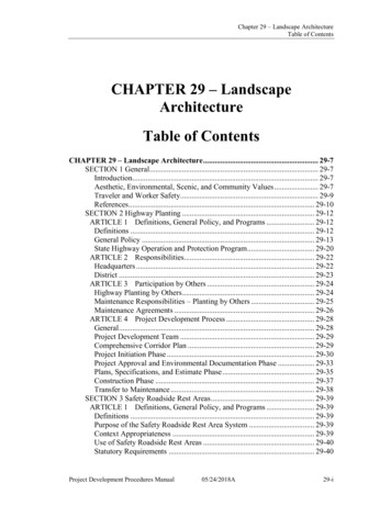 CHAPTER 29 – Landscape Architecture Table Of 