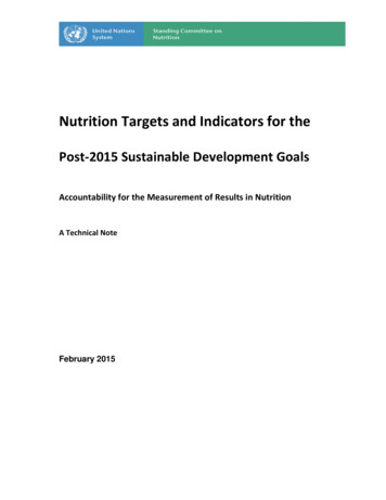 Nutrition Targets And Indicators For The - UNSCN