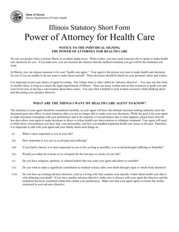 Power Of Attorney For Health Care - Illinois