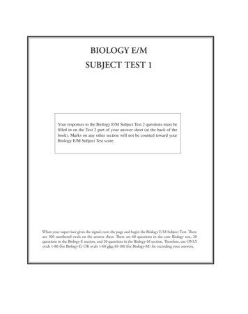 BIOLOGY E/M SUBJECT TEST 1 - Penguin Random House