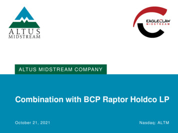 Combination With BCP Raptor Holdco LP 21-Oct-2021