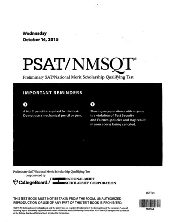 Wednesday October 14, PSAT /NMSQT - A Free Test And .