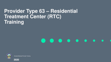 Provider Type 63 Residential Treatment Center (RTC) Training