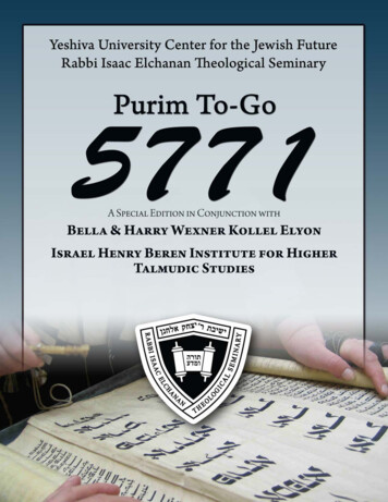 YESHIVA UNIVERSITY PURIM TO-GO ADAR 5771 - YUTorah