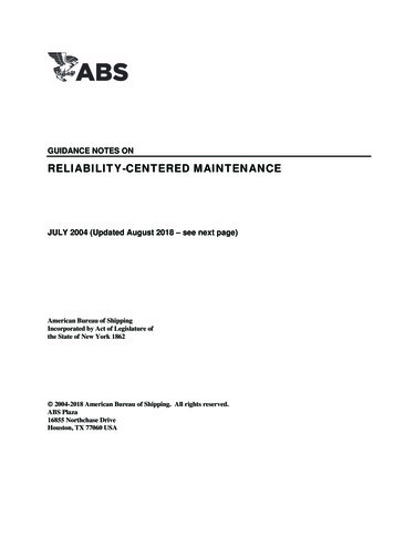 Guidance Notes On Reliability-Centered Maintenance 