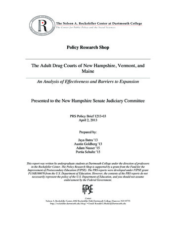 Report On The Effectiveness Of Drug Courts In New Hampshire . - NDCRC 