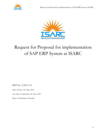 Request For Proposal For Implementation Of SAP ERP System .