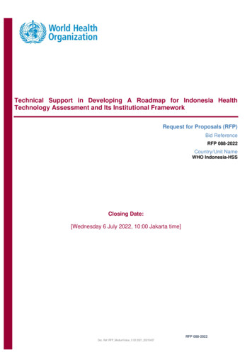 Technical Support In Developing A Roadmap For Indonesia Health .