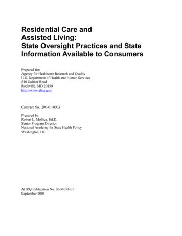 Residential Care And Assisted Living: State Oversight .