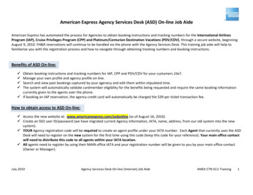 American Express Agency Services Desk (ASD) On Line Job Aide