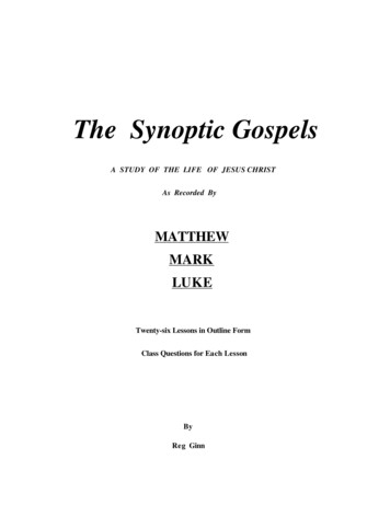 The Synoptic Gospels - Pine Lane Church Of Christ