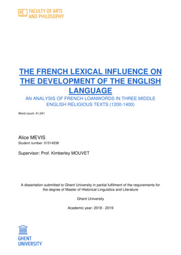 THE FRENCH LEXICAL INFLUENCE ON THE DEVELOPMENT OF . - Universiteit Gent