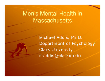 Men’s Mental Health In Massachusetts (PowerPoint) (pdf)