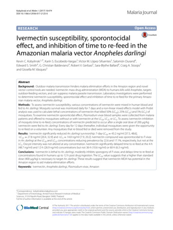 Open Access Ivermectinsusceptibility,sporontocidal Eect,and .