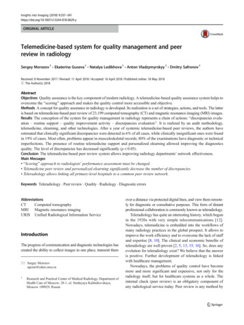Telemedicine-based System For Quality Management And Peer Review In .