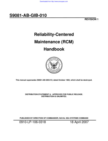 Reliability-Centered Maintenance (RCM) Handbook