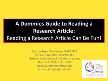 A Dummies Guide To Reading A Research Article