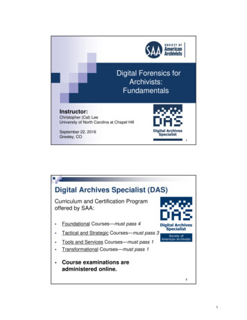 Digital Forensics For Archivists: Fundamentals