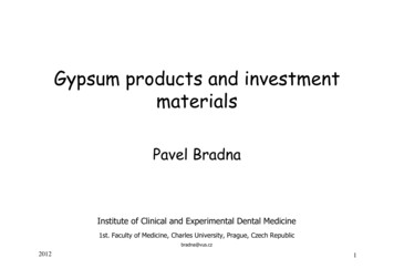 Gypsum Products And Investment Materials - Cuni.cz