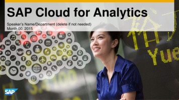 SAP Cloud For Analytics - Ivcsol 
