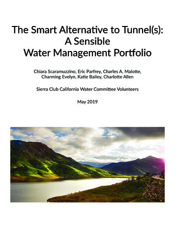 The Smart Alternative To Tunnel(s): A Sensible Water Management Portfolio