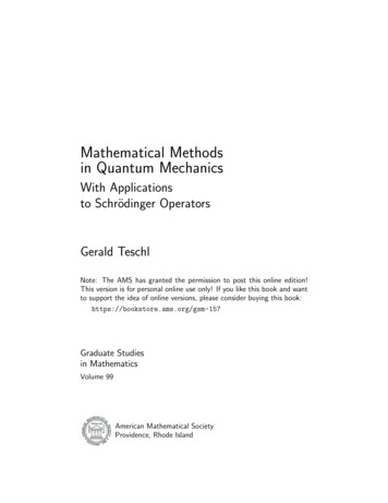 Mathematical Methods In Quantum Mechanics - Univie.ac.at