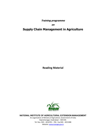 Supply Chain Management In Agriculture