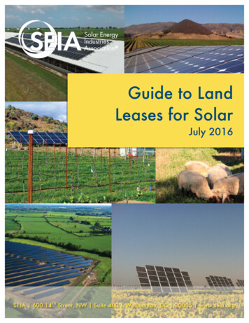 Guide To Land Leases For Solar - SEIA
