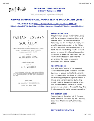 GEORGE BERNARD SHAW, FABIAN ESSAYS IN SOCIALISM 