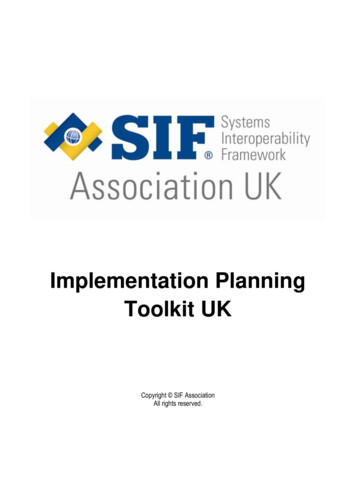 SIF Implementation Planning Toolkit