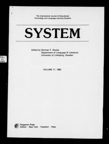 Technology And Language Learning Systems YSTEM