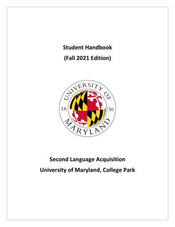 Student Handbook (Fall 2021 Edition) - UMD