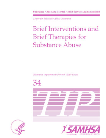 Brief Intervention And Brief Therapies For Substance Abuse