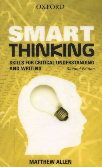 Smart Thinking: Skills For Critical Understanding . - Ergen