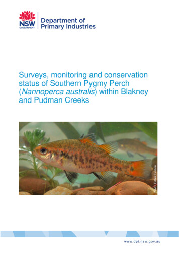 Surveys, Monitoring And Conservation Status Of Southern Pygmy Perch .