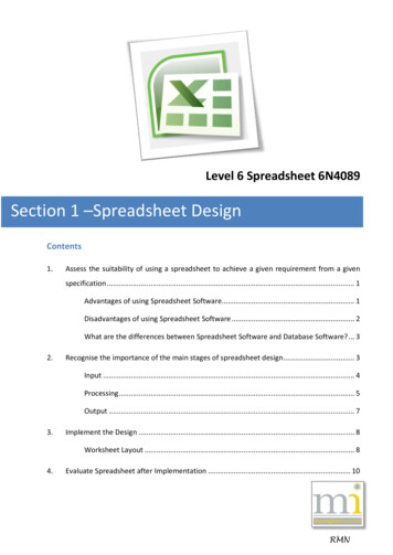 Section 1 -Spreadsheet Design - FESS