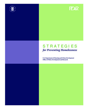 STRATEGIES For Preventing Homelessness - HUD User