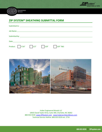 ZIP SYSTEM SHEATHING SUBMITTAL FORM - Huber Engineered Woods