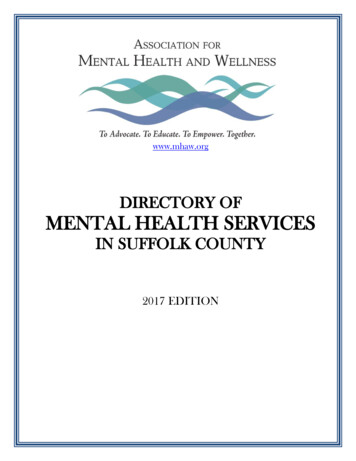 DIRECTORY OF MENTAL HEALTH SERVICES - Response 
