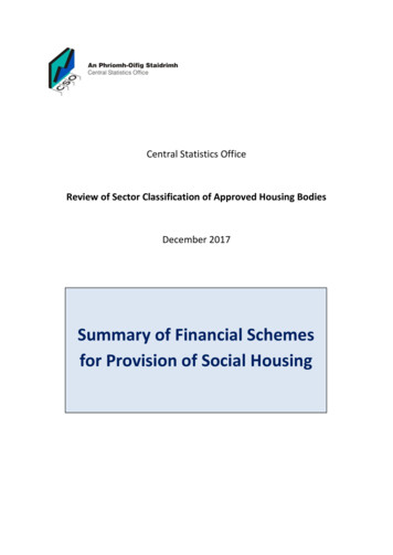 Summary Of Financial Schemes For Provision Of Social Housing