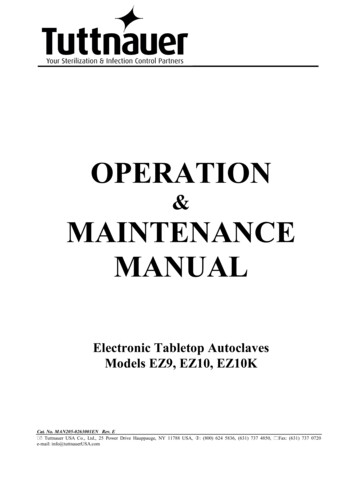 OPERATION MAINTENANCE MANUAL - Tuttnauer USA