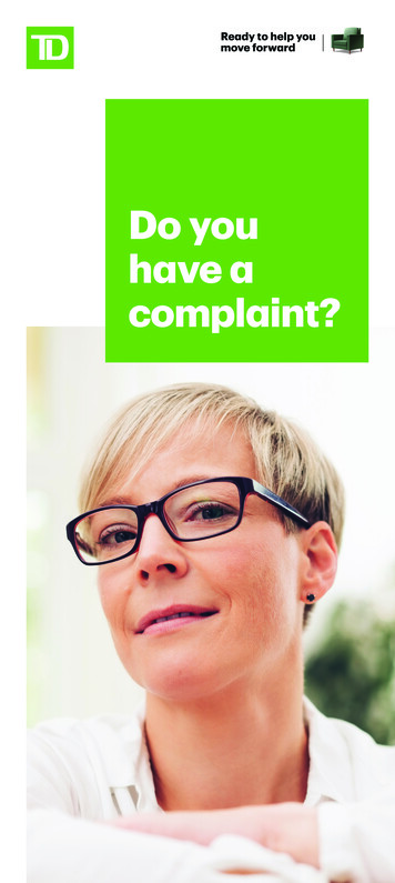 Do You Have A Complaint? - TD
