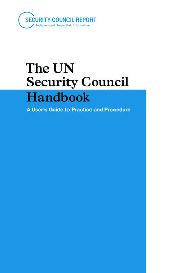 The UN Security Council Handbook By SCR