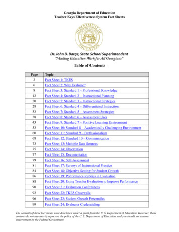 Table Of Contents - Georgia Department Of Education