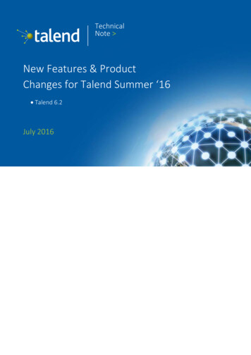 New Features Product Changes For Talend Summer ‘16