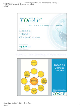 Module E1 TOGAF 9.1 Changes Overview - Togaf.info