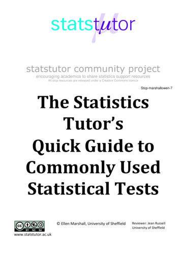 Tutors Quick Guide To Statistics - Statstutor.ac.uk